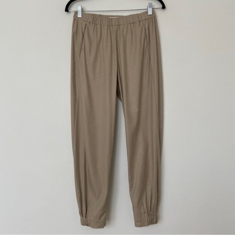 Aritzia Babaton Dexter Linen Pant in Taupe Light Brown size Small